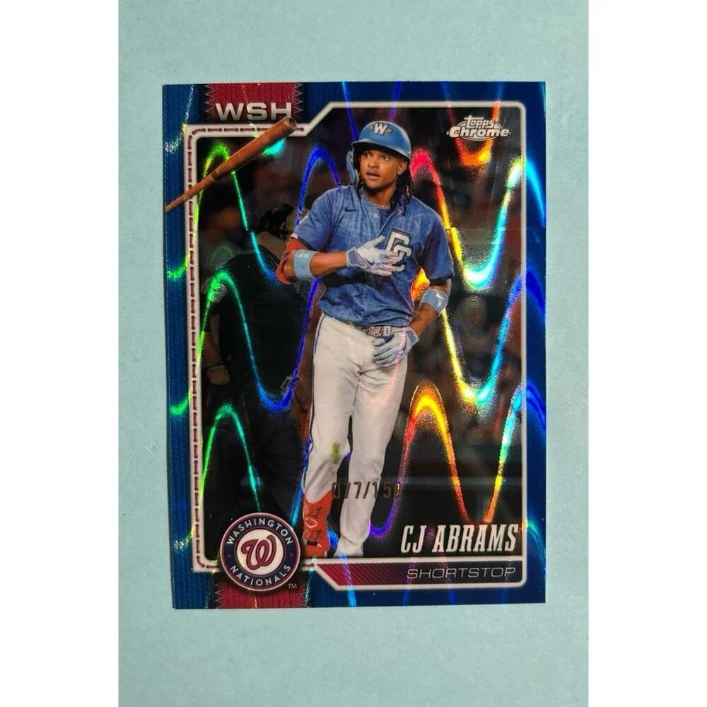 CJ Abrams Wash Nationals 2026 Topps Chrome Blue Raywave Card #243 Ser/150